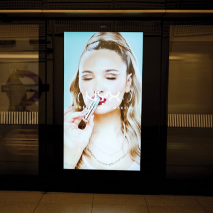 DOOH NYX ad at a tube station.