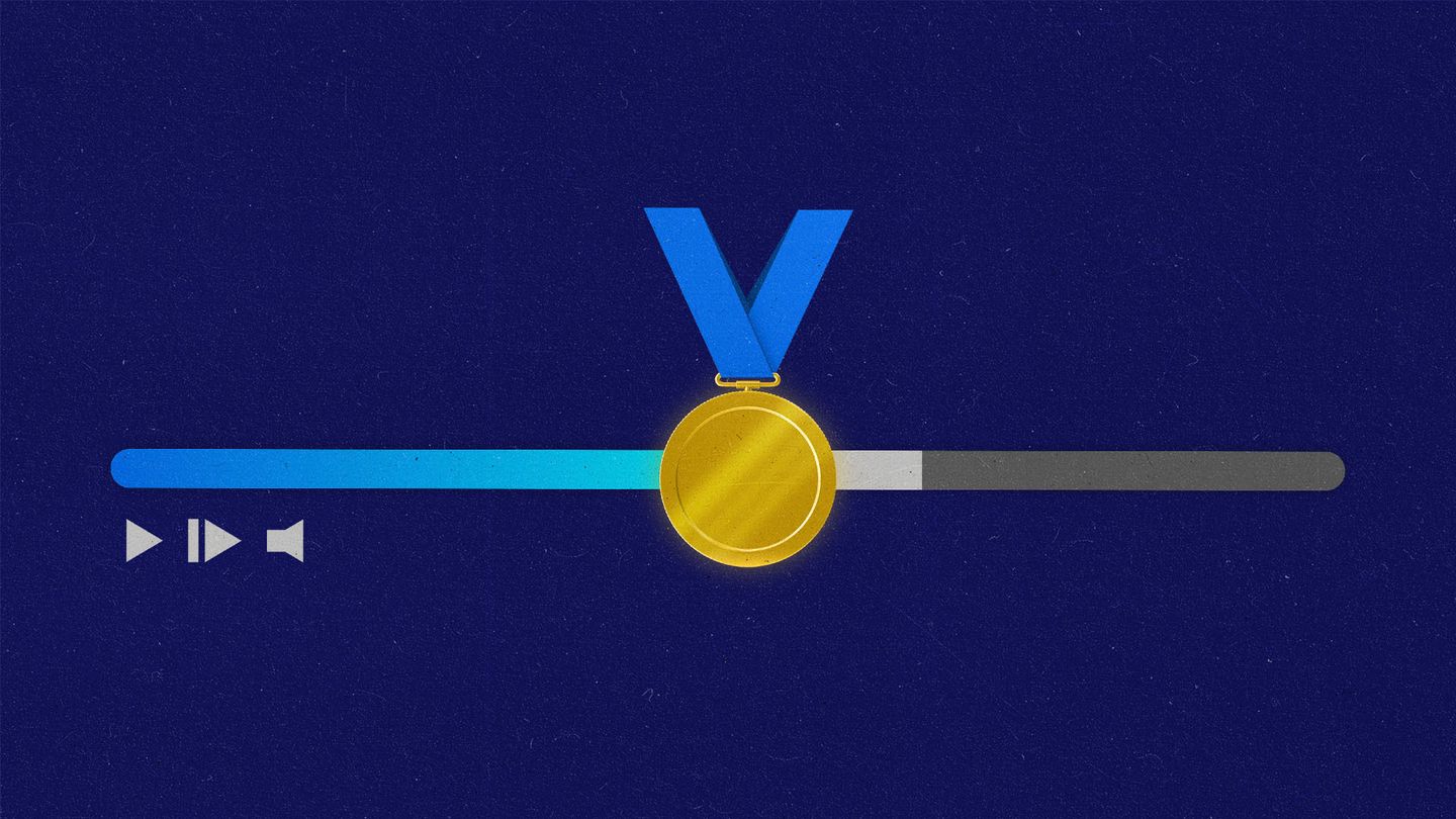 A video progress bar with the gold medal.