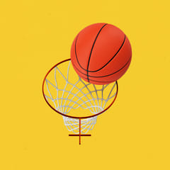 Basketball going into a female symbol-shaped hoop.