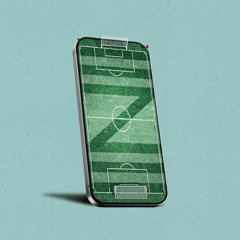 A Soccer field with a Z pattern mowed into the grass on a phone