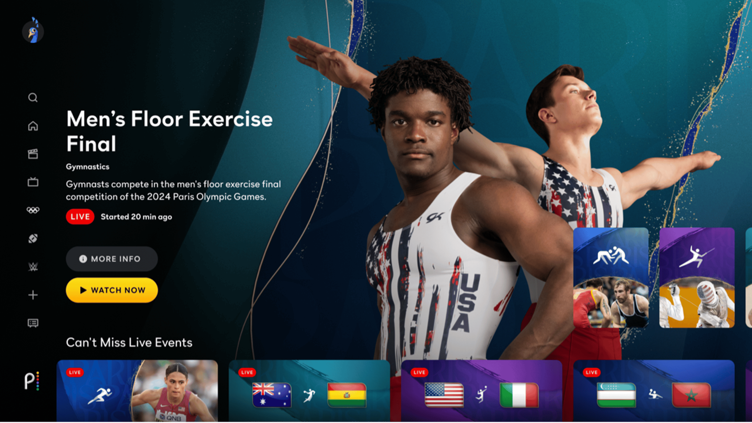 Peacock's main Olympics Hub