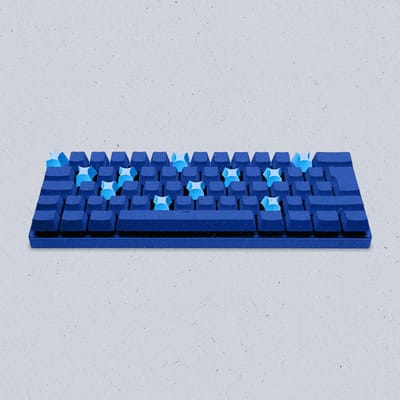 Random keys on a keyboard are replaced with AI sparkle shaped keys.