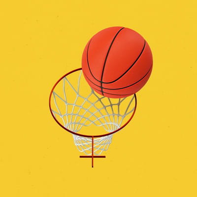 Basketball going into a female symbol-shaped hoop.