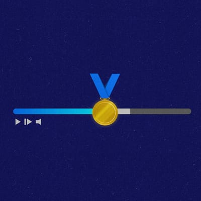 A video progress bar with the gold medal.