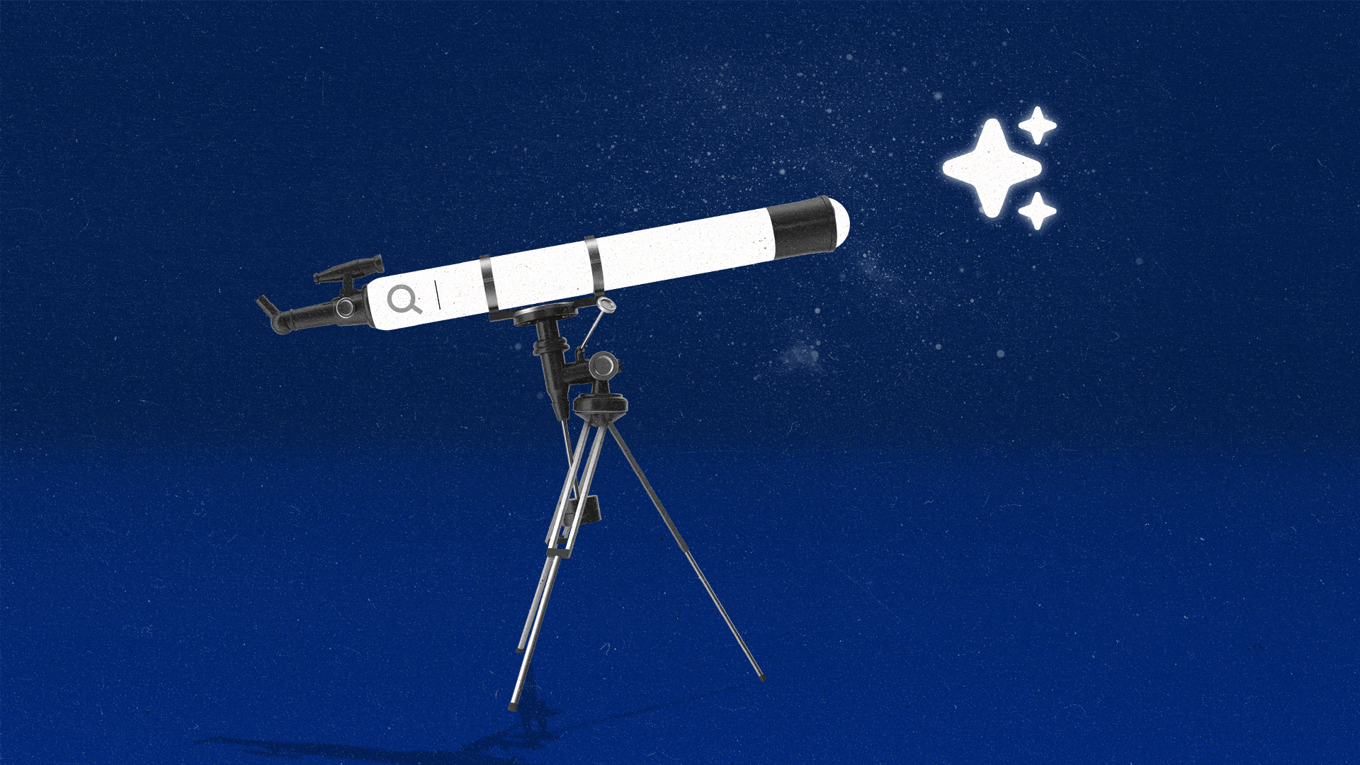 A search bar made to look like a telescope pointing towards AI stars